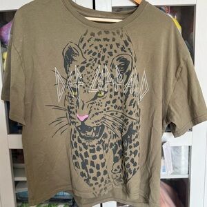 Def Ceppard Women’s Tee Shirt Green Tiger XL NWT
